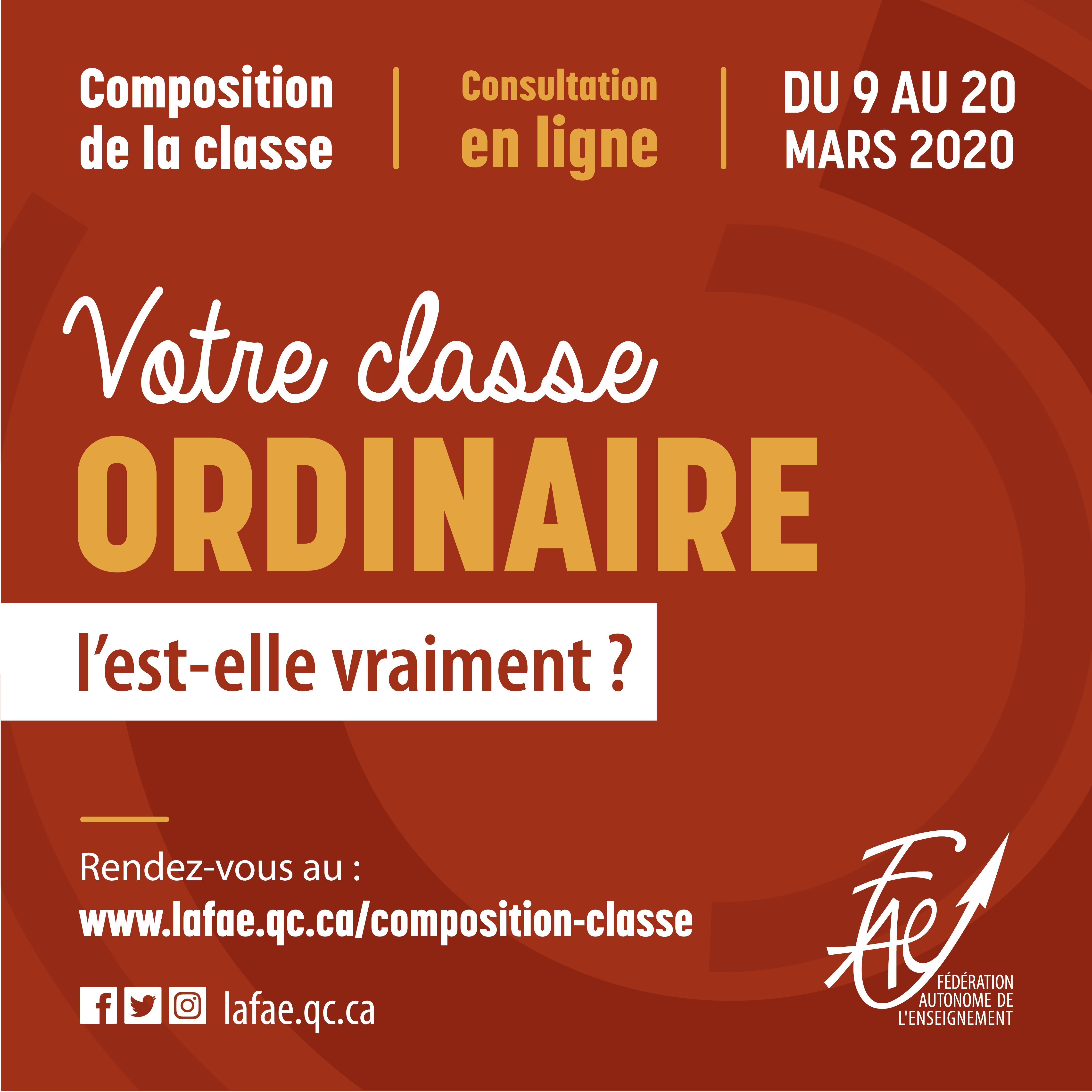 Composition de la classe – Consultation en ligne DU 9 AU 20 MARS 2020